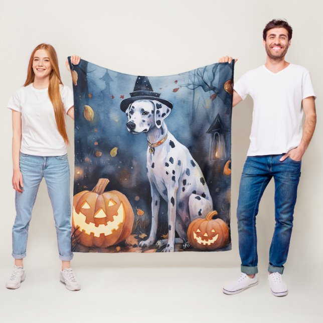 Couverture Polaire Dalmation d'Halloween avec effroi Citrouille (En situation)