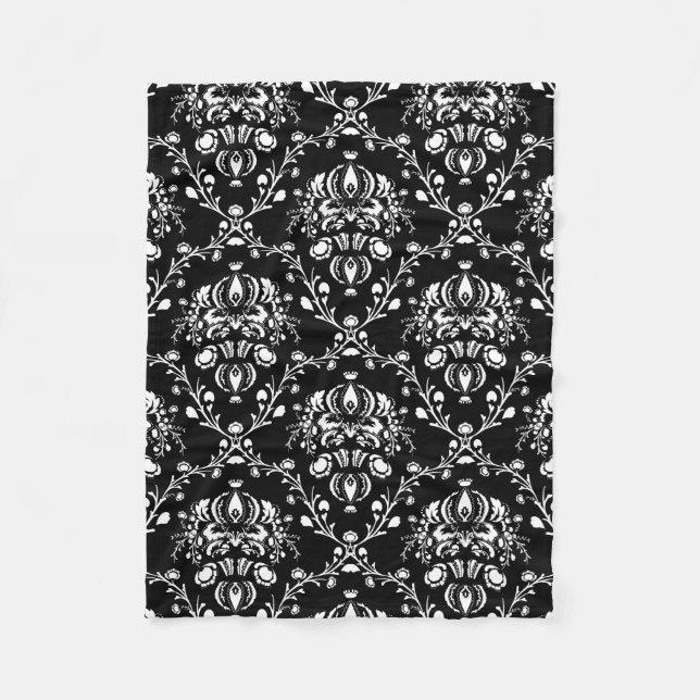 Couverture Polaire Damas noir et blanc (Devant)