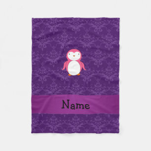 Couverture Polaire Damassé rose nommée personnalisée de pourpre de