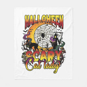 Couverture Polaire Dame de chat effrayante Halloween Faucheuse Lune M