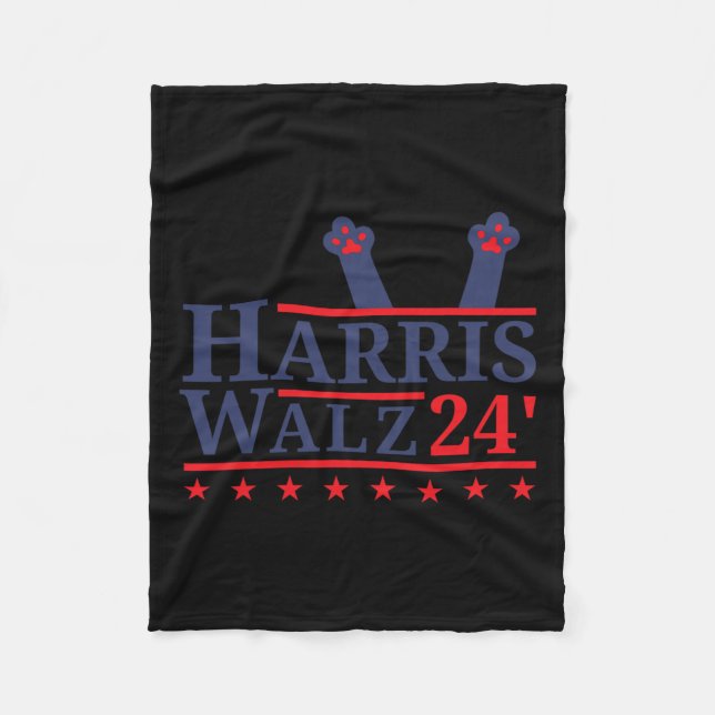 Couverture Polaire Dame de chat sans enfant pour Kamala Harris Tim Wh (Devant)