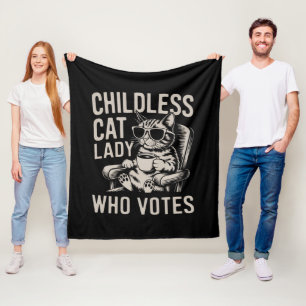 Couverture Polaire Dame de chat sans enfants 2024 Élection Vote Kamal