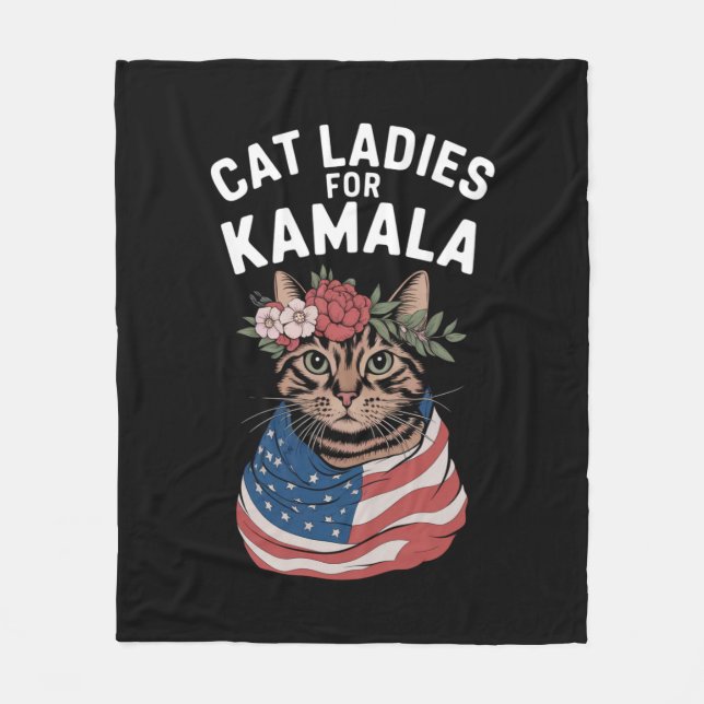 Couverture Polaire Dames aux Chats Pour l'Élection de Kamala Cat Lady (Devant)