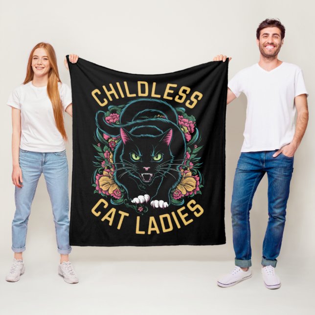 Couverture Polaire Dames de chats sans enfants 2024 Féministe (En situation)