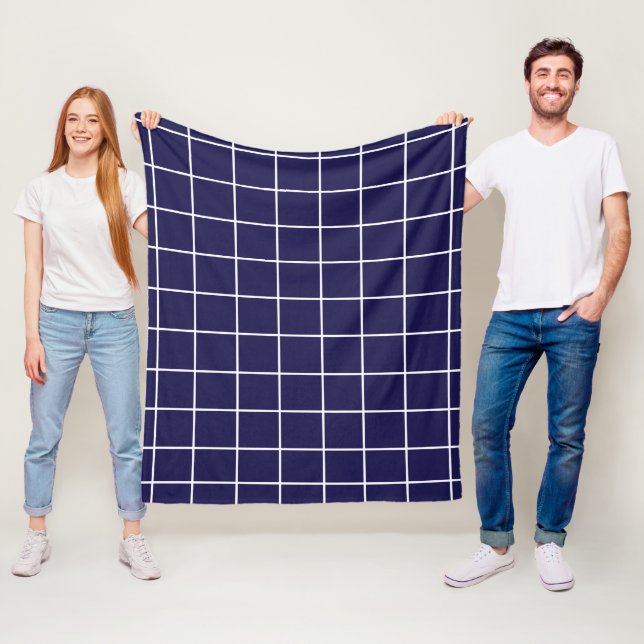 Couverture Polaire Damier Bleu Blanc Damier  (En situation)