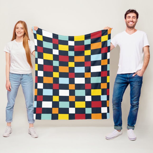 Couverture Polaire Damier Coloré  (En situation)