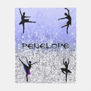 Couverture Polaire Dance Girls Sparkly Ballerina Blanket avec son nom