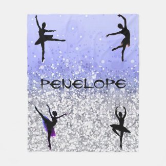 Couverture Polaire Dance Girls Sparkly Ballerina Blanket avec son nom