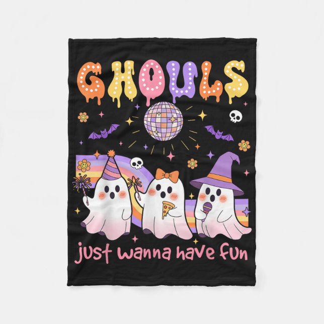 Couverture Polaire Dancing Ghost Ghouls Just Wanna Have Fun Halloween (Devant)