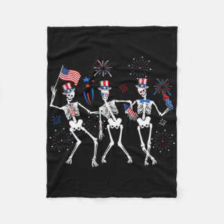 Couverture Polaire Dancing Skeleton 4 juillet Drapeau américain Skell