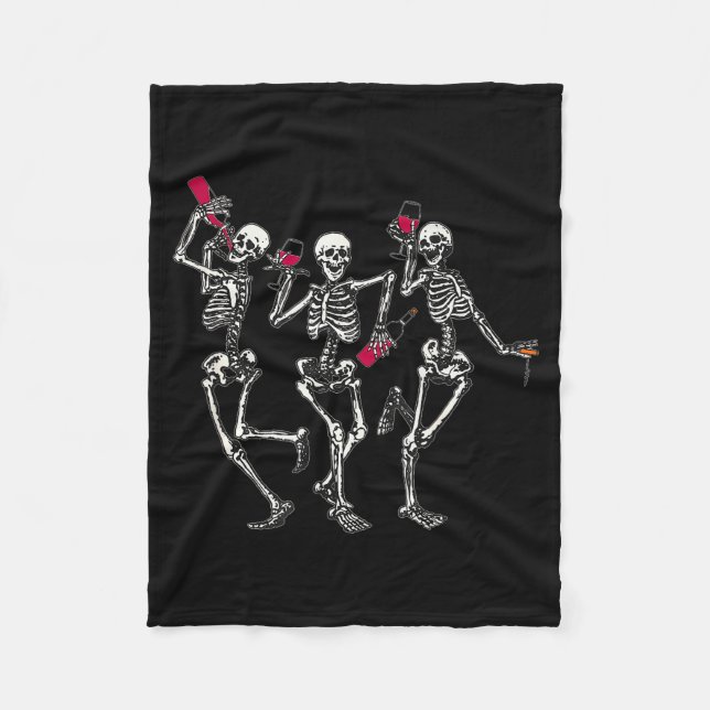 Couverture Polaire Dancing Skeletons Drinking Wine Lover Funny Hallow (Devant)