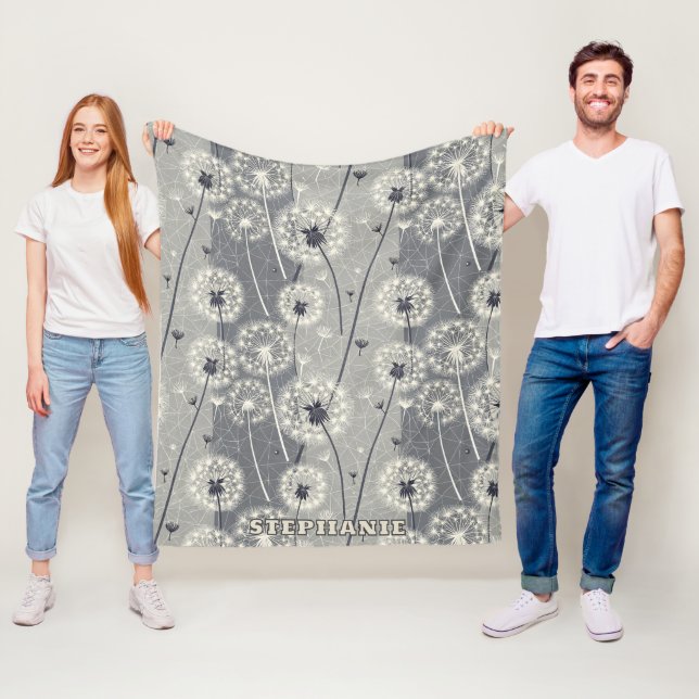 Couverture Polaire Dandelion monochrome moderne (En situation)