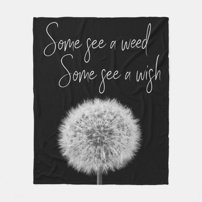 Couverture Polaire Dandelion noir blanc closeup photo motivation (Devant)