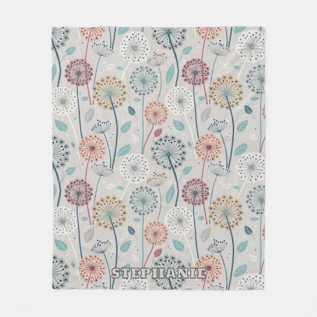 Couverture Polaire Dandelion Whimsical - Rouge, Jaune, Blanc & Turquo (Devant)