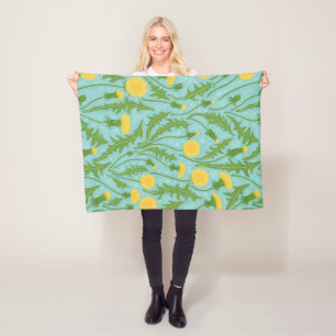 Couverture Polaire Dandelions, vert, jaune et bleu