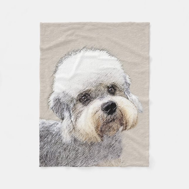 Couverture Polaire Dandie Dinmont Terrier Peinture Chien Art original (Devant)