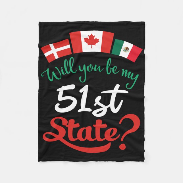 Couverture Polaire Danemark Canada Mexique Drapeaux Serez-vous ma 51e (Devant)
