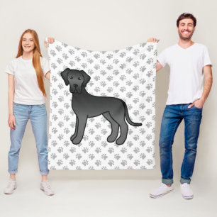 Couverture Polaire Danois noir mignon chien de dessin animé & pattes