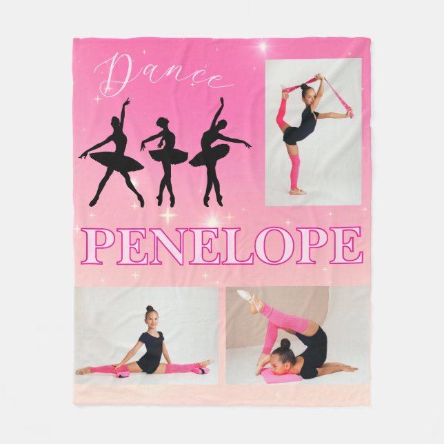 Couverture Polaire Danse Ballet rose Gradient 3 Photo personnalisée (Devant)