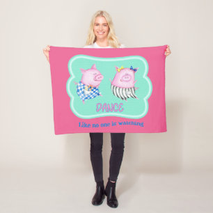Couverture Polaire Danse comme personne ne regarde de joyeux cochons