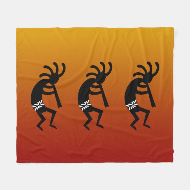 Couverture Polaire Danse Sud-Ouest Kokopelli Desert Sunset (Devant (Horizontal))