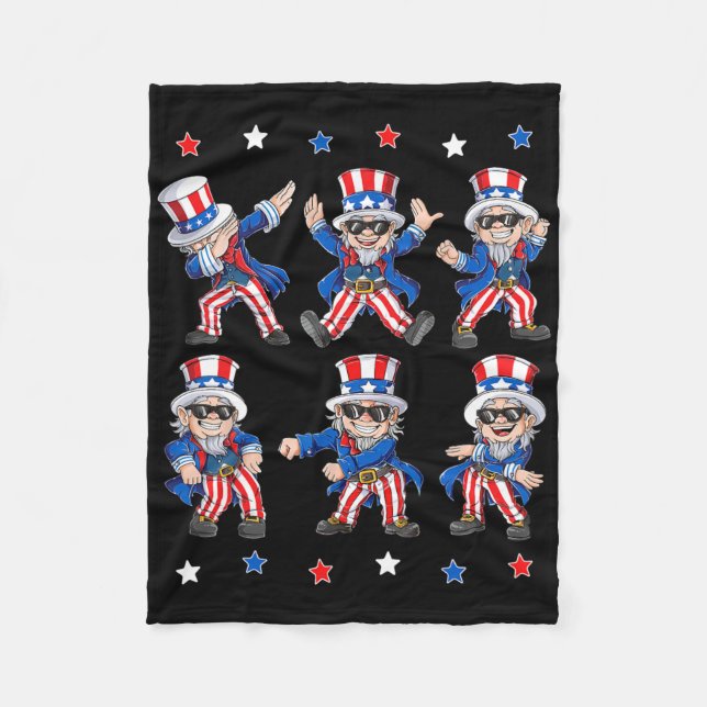 Couverture Polaire Danser Dabbing Oncle Sam 4 juillet Garçons Filles  (Devant)