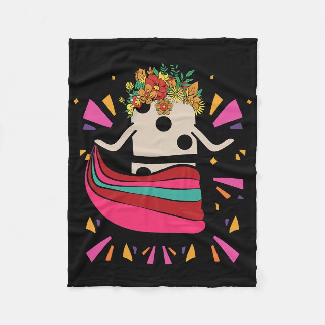 Couverture Polaire Danser Train Mexicain Domino Tile Fleurs Drôle Ga (Devant)