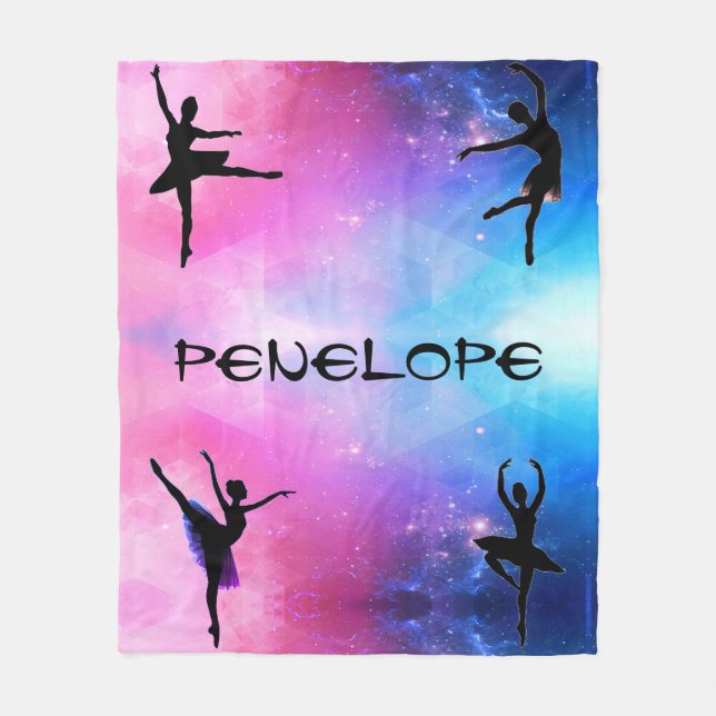 Couverture Polaire Danseurs Rose et Bleu Abstrait Ballerina Blanket (Devant)