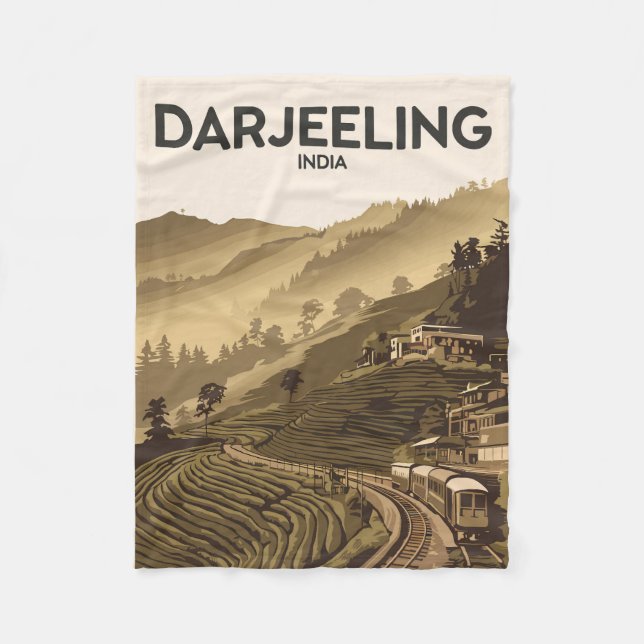Couverture Polaire Darjeeling Inde Illustration Voyage Art Vintage (Devant)