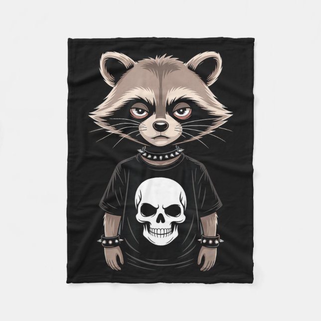 Couverture Polaire Dark Emo Raccoon With Skull Punk Style Alternative (Devant)
