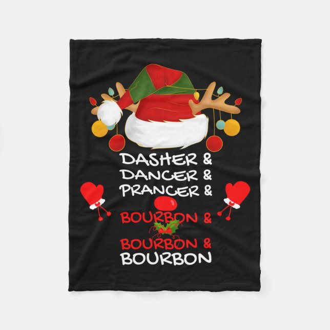 Couverture Polaire Dasher Dancer Prancer &amp; Bourbon Christmas Holi (Devant)
