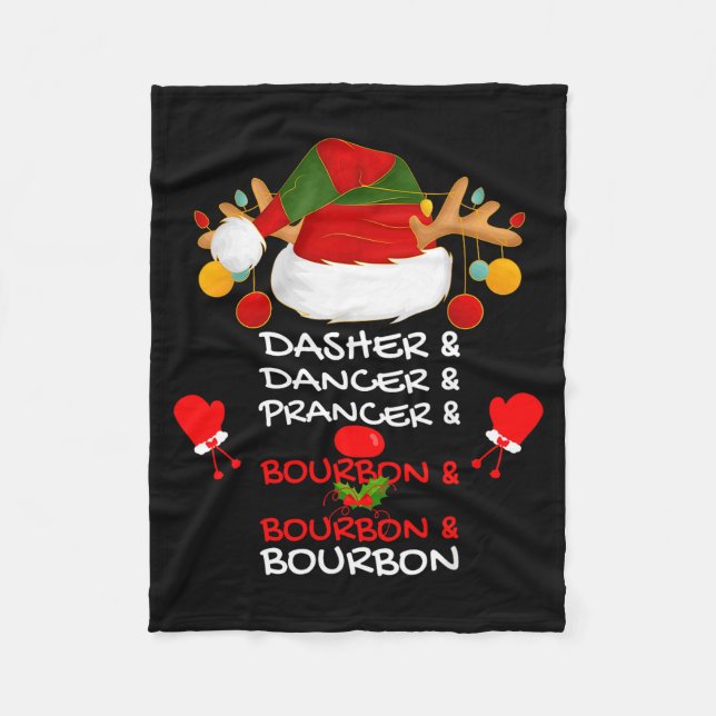 Couverture Polaire Dasher Dancer Prancer &amp; Bourbon Christmas Holi (Devant)