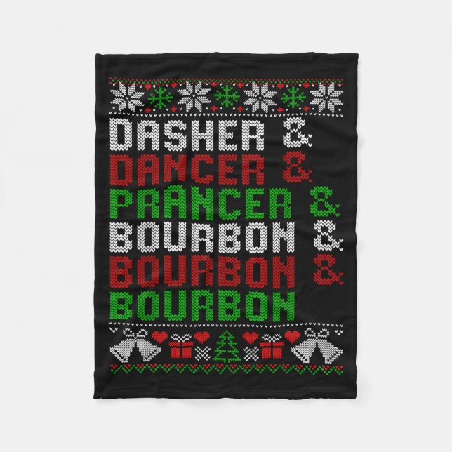 Couverture Polaire Dasher Dancer Prancer &amp; Bourbon Xmas Holiday U (Devant)