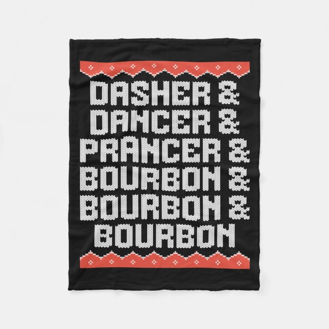 Couverture Polaire Dasher Dancer Prancer And Bourbon Christmas Holida (Devant)