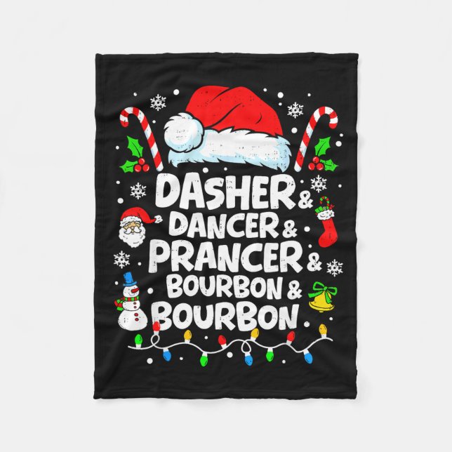Couverture Polaire Dasher Dancer Prancer Bourbon Funny Christmas Sant (Devant)