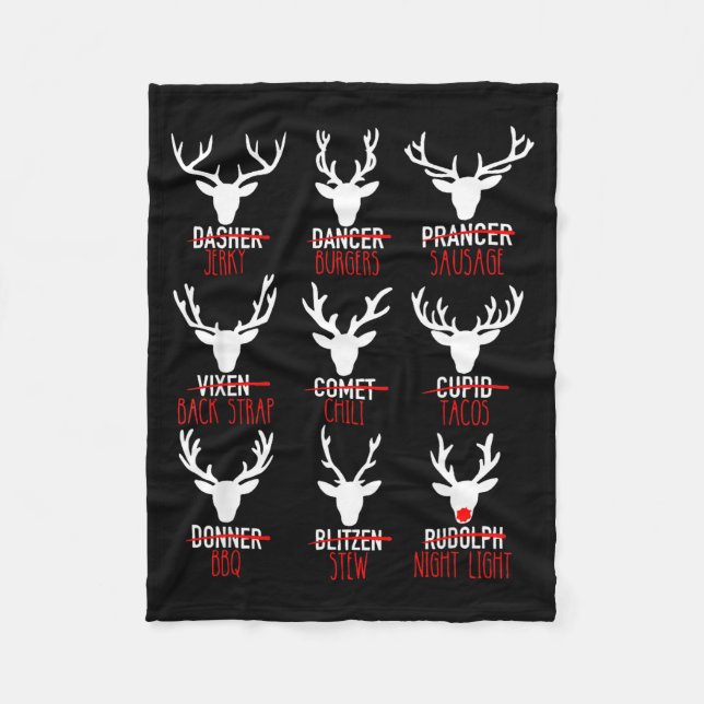 Couverture Polaire Dasher Dancer Prancer & Bourbon Noël (Devant)