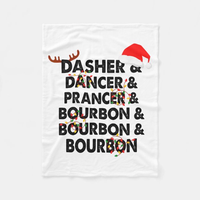 Couverture Polaire Dasher Dancer Prancer & Bourbon Noël (Devant)