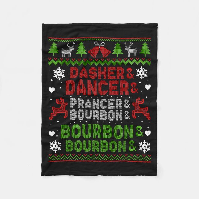 Couverture Polaire Dasher Dancer Prancer Bourbon Ugly Christmas Santa (Devant)