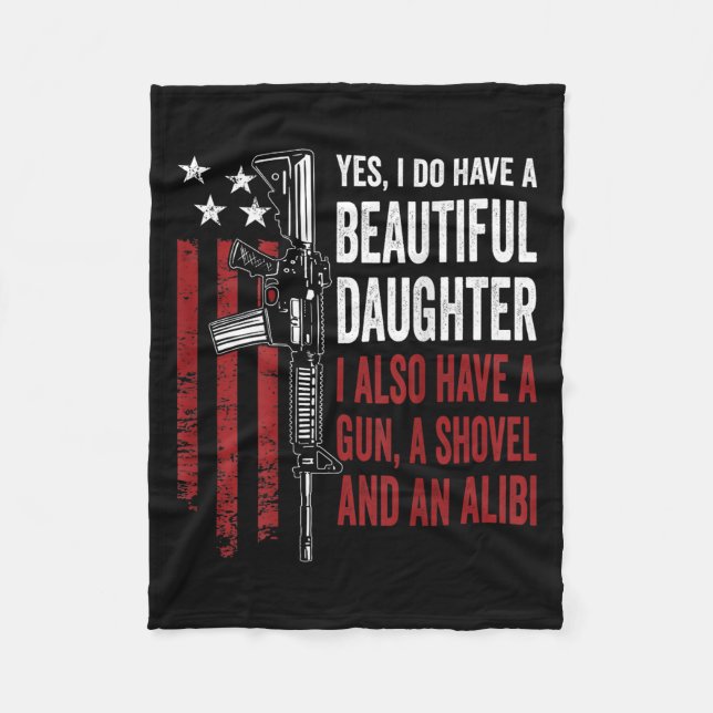 Couverture Polaire Daughter Gun Shovel Alibi - Funny Mom Dad Guns Jok (Devant)