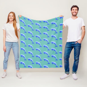 Couverture Polaire Dauphin bleu vif Dauphin Océan Carton