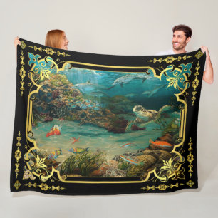Couverture Polaire dauphin/marsouins, tortue de mer poisson de mer