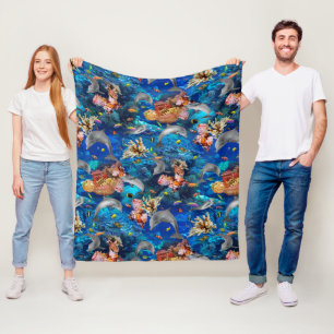 Couverture Polaire Dauphins gris de l'océan tropical récif corallien