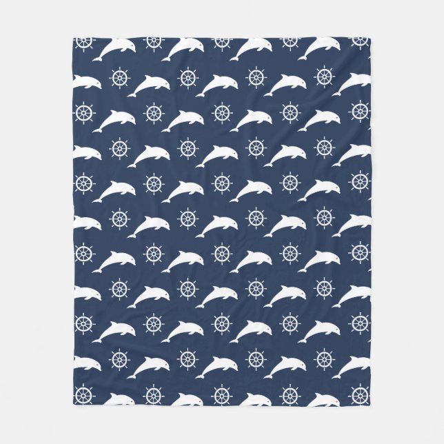 Couverture Polaire Dauphins sur le motif de défilé (Devant)