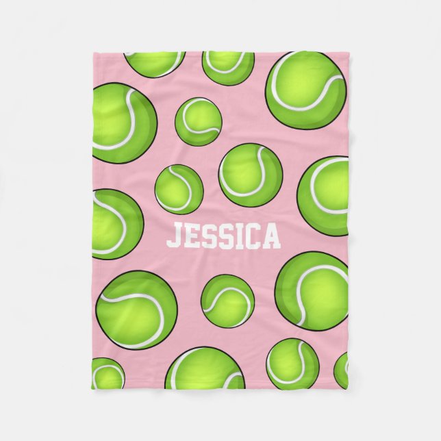 Couverture Polaire De balle de tennis rose doucement (Devant)