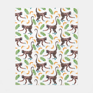 Couverture Polaire De doux singes qui jonglent avec des bananes