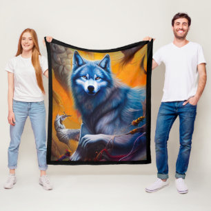 Couverture polaire de loup gris