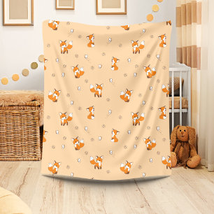 Couverture Polaire De mignons petits renards sur la crème