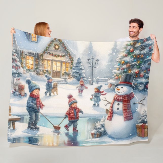 Couverture polaire de Noël pour enfants nostalgiqu (En situation)