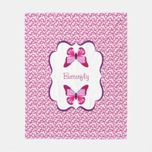 Couverture Polaire De papillon de motif pourpre de rose assez