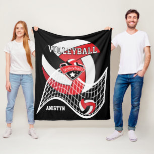 Couverture Polaire 🏐 de volley-ball - Rouge, Blanc et Noir